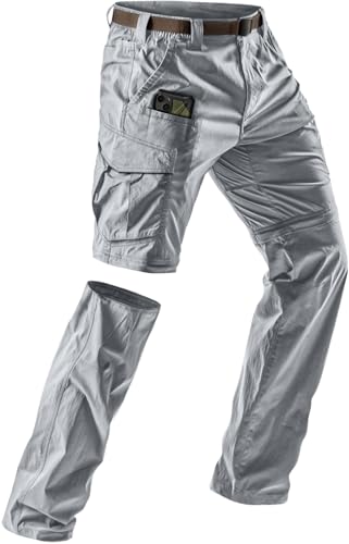 Image of CQR Men's Convertible Cargo Tactical Pants, Water Resistant Outdoor Hiking Pants, Zip Off Lightweight Stretch Work Pants
