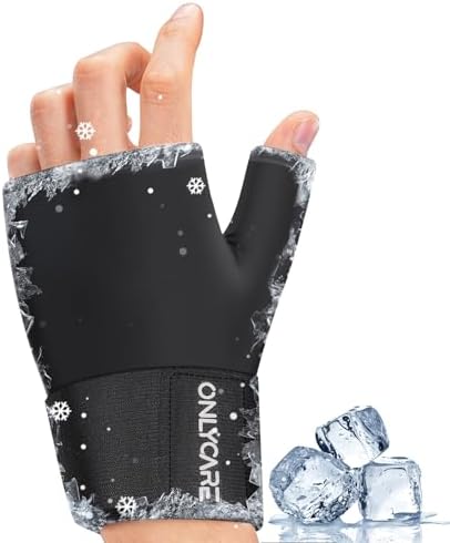 ONLYCARE Wrist Ice Pack Wrap, Soft Gel Ice Pack for Hot & Cold Hand Therapy, Thumb Freeze Sleeve for Hand Injuries, Achilles Tendonitis, Tenosynovitis, Surgery