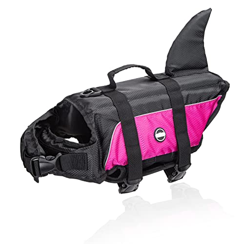 Nobleza - Schwimmweste Hund, Einstellbare Hunde Schwimmweste mit Rettungsgriff und Reflektierend, Hundeschwimmweste mit Guter Auftrieb, zum Schwimmen, Bootfahren und Kanufahren, Rosa(M)