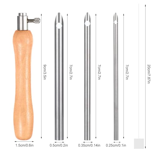 Image of 5Pcs Punch Needle Tool with Wooden Handle, Punch Needle Threader, Punchs Needles Fabric - Perfect Embroidery Kit for Beginners and DIY Craft Stitching