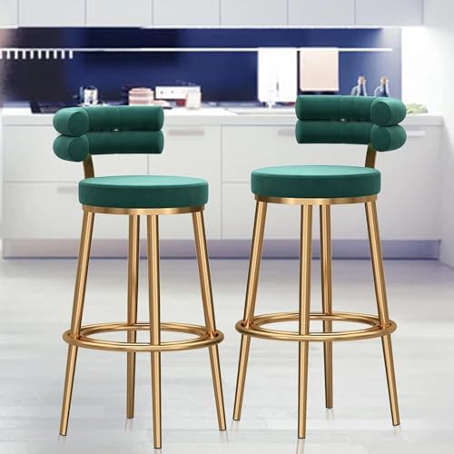 Tabourets de bar confortables avec dossier et repose-pieds dorés XJBTBA - 2