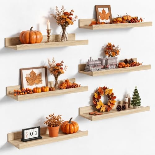 upsimples Natural Wood Floating Shelf Pack
