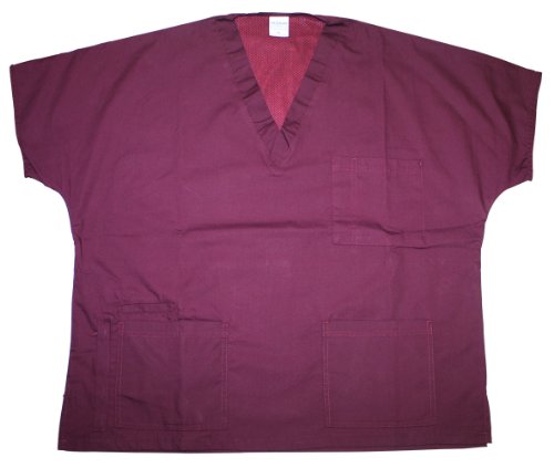 Three Pocket Unisex Scrub Tech Top (X-Large, Wine)