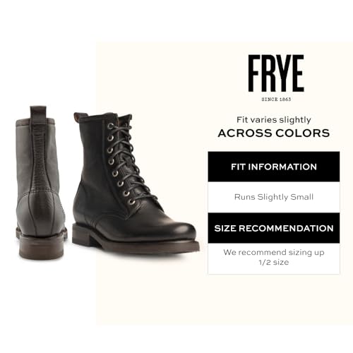 Image of Frye Veronica Women's Combat Boots Crafted from Hand-Burnished Vintage Italian Leather with Genuine Stitch-Down Welt Construction and Leather Lining - 6 inch Shaft Height