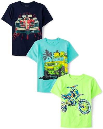 The Children&#39;s Place Boys&#39; Vehicles Short Sleeve Graphic T-Shirts,multipacks