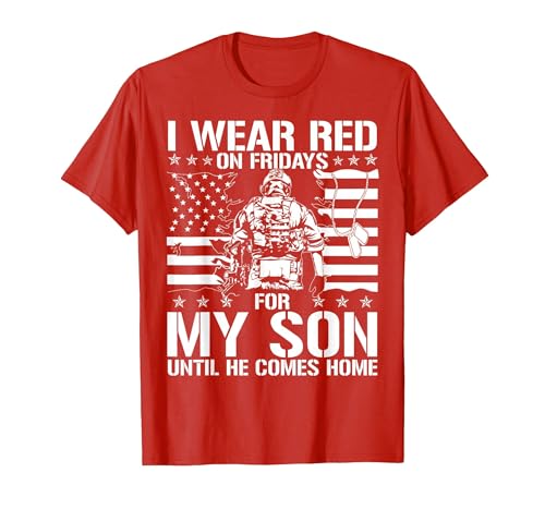 I Wear Red On Fridays for My Son American Flag Military T-Shirt, Men, Red, Large