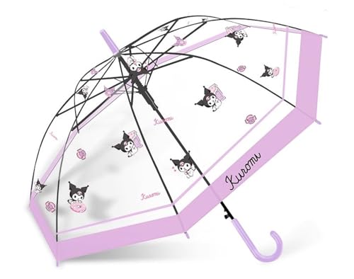 RRI K uromi Melody Kawaii Semi-Auto Transparent Cute Fashionable Dome-Shaped Vinyl Stick Umbrella (PURPLE)