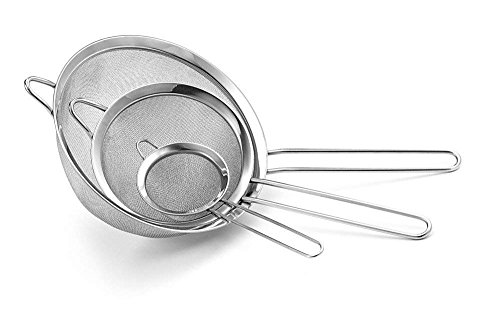 K BASIX Fine Mesh Stainless Steel Strainer Set of 3 - Large, Medium