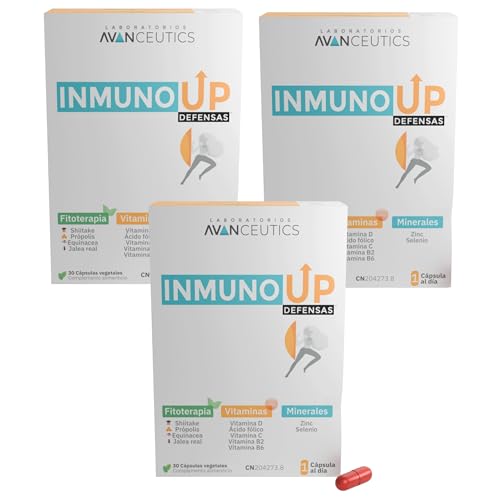 Avanceutics - InmunoUp Pack 3 Meses | Vitaminas para el Cansancio y Sistema Inmune Activo | Jalea Real + Propolis Puro + Shiitake + Equinacea Capsulas | Vitaminas Sistema Inmunologico Defensas