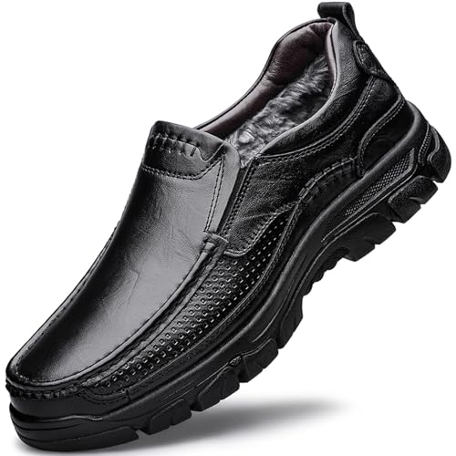 ZASDKE Zapatos de cuero para hombre, mocasines acolchados de