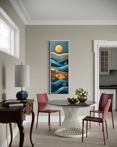 Tableau vertical soleil doré de qualité supérieure avec cadre intérieur