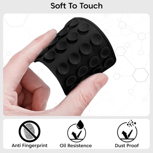 Image of Sounce Suction Phone Case, Silicone Suction Phone Case for Hands-Free Mobile Accessory Holder Grip, Video Phone Accessory Compatible Mirror, Shower-Black (Pack of-2)
