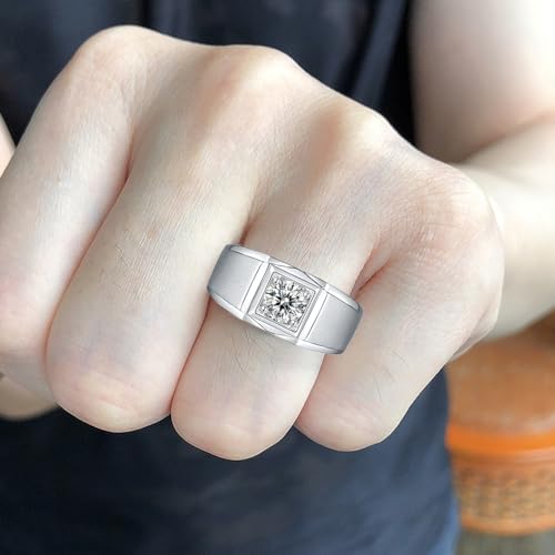 14K Gold Men's Simple 1 Carat D-color VVS1 Real Diamond Ring, Men's Gold Wedding Bands Inspired, Father's Day Gift for Him2