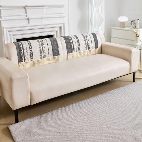 Image of HOMETHREADS Innovative European Premium Style Anti Slip Cotton Sofa Cover Mat with PVC Backing for Non-Slip Comfort (Grey, 1Pc Backrest | 70x70cm)