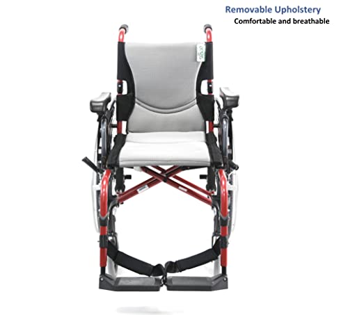 Karman Healthcare S-305 29 Lbs Ultra Light Ergonomic Wheelchair With Removable Footrest And Quick Release Wheels Red Color (S-Ergo305Q18Rs) #TOP2