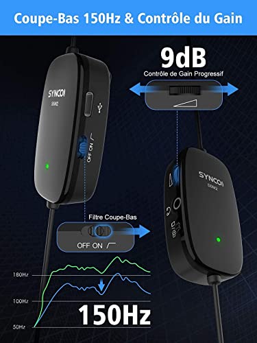 SYNCO Mikrofon-Krawatten-Reiter-Tieftöner, Lav-S6M2 Lapel Mikrofon Smartphone Omnidirektional Kondensator Mic Audio 3.5mm Clip-on für Kamera Android DSLR Telefon PC Videokameras