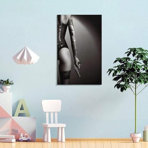 Affiche decoration de chambre sans cadre toile image feminine XINBAO poster noir et blanc 50x70 - 5