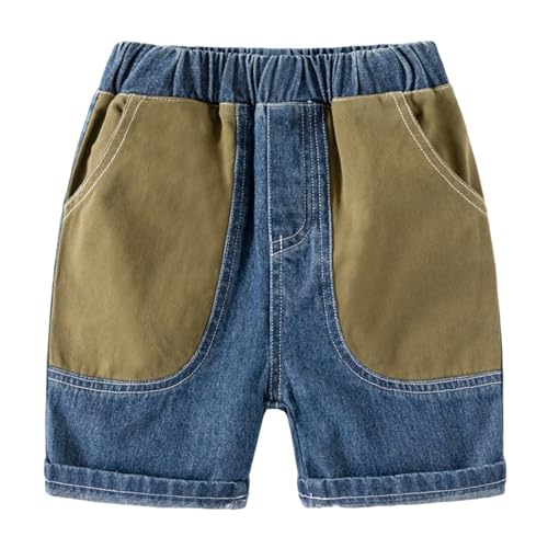 Kinder Mädchen Jungen Elastische Jeans Five Minute Shorts Denim...