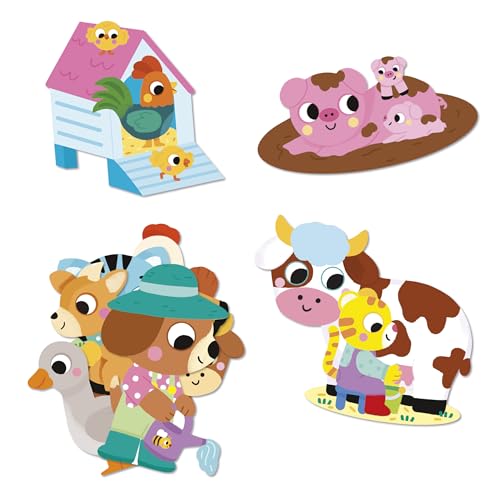 Janod - 50 Große Gummibärchen für Kinder Ab 18 Monate - Format 7x8cm - Sticker Aufkleber Thema Tiere auf dem Bauernhof - Vorgeschnitten zur… – Ansicht 2