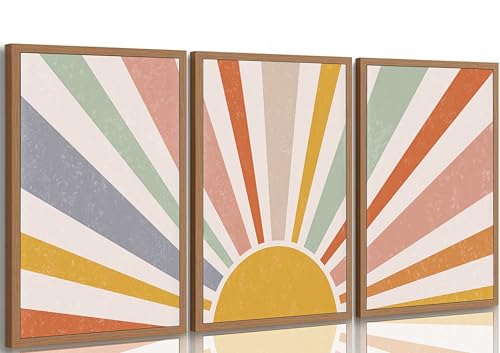 HLEOXPY 3 Pieces Nursery Boho Canvas Wall Art 16x24in Unframed