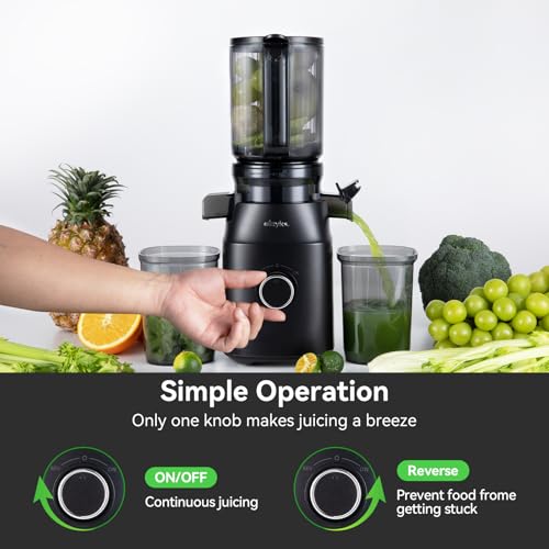 Juicer Machines, Cold Press Juicer with 4.3" Large Feed Chute Fit Whole Fruit and Vegetable, Masticating Machine with Juice Recipe,Self Feeding Effortless for Batch Juicing,Easy to Clean,Black - Image 3