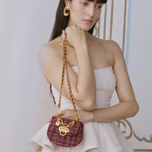 Image of Miraggio Fate Micro Crossbody Bag For Women | Tweed Texture Mini Sling Bags With Detachable Chain | Gift Items For Women