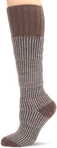 HEAT HOLDERS Ladies Boot Socks, Mid Brown/Cream, 5-9
