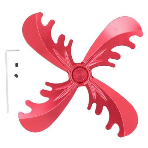 Baxnore Ventilatore per stufa da 180 mm 4 pale in lega di alluminio Ventilatore per camino alimentato a calore per stufa a legna Circolazione efficiente del calore Funzionamento si (Rossa)