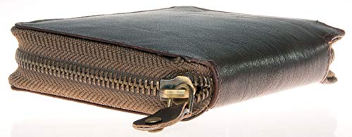 FLW Small Strong Oiled Genuine Leather Wallet With Metal Zipper Around Without Logos2