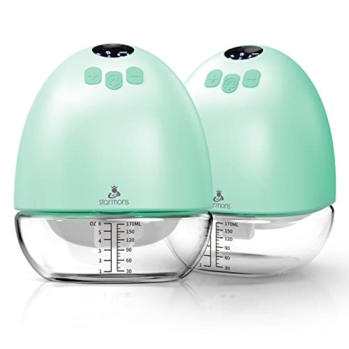 Image of STARMONS Double Wearable Breast Pump, Portable Breast Pump, Hands-Free Electric Breast Pump with 3 Pumping Modes & 9 Suction Levels, Breastfeeding Pump for Travel Office Outdoor