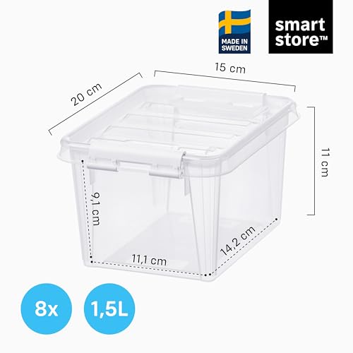 SmartStore Aufbewahrungsbox mit Deckel | 8x kleine 1,5L Box | 20x15x11cm – Ansicht 2