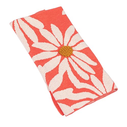 Image of Creative Co-Op Beautiful Cotton Knit Baby Blanket with Flower Prints, Multicolor