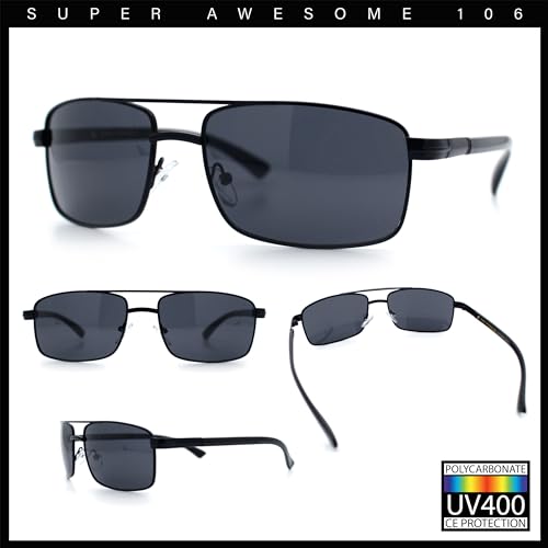 SA106 Mens Classic Agent Narrow Rectangle Officer Metal Rim Manly Sunglasses2