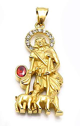 14kt GP San Lazaro Dije Oro Acero Quirurgico