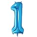 Produktbild Oblique Unique® Folien Luftballon mit Zahl Nummer für Kinder Geburtstag Jubiläum Silvester Party Deko Folienballon in Blau - Zahl wählbar (Nr 1)