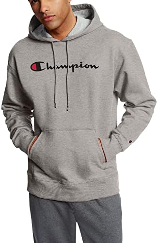 Champion mens Pullover Hoodie, Powerblend Fleece Midweight for Men, Best Hoodies Men, Script Hooded Sweatshirt, Oxford Gray-y06794, X-Small US