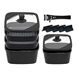 boohgle ボオグル フライパン・鍋 セット IH&ガス火対応 取っ手がとれる くっつきにくい セラミックコーティング 洗いやすい 単品セット (ブラック, 13点セット)