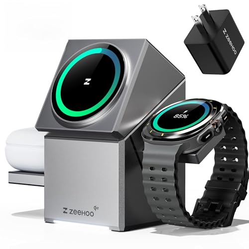 ZEEHOO 3 in 1 Charging Station for Samsung Qi2 Certified 15W Fast charging Rotating Wireless Charger Stand Compatible for Samsung Galaxy S25/S24/S23/S22/S21/Note20 Galaxy Watch7/6/5/4/3 Galaxy Buds3