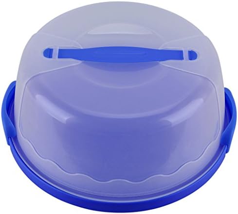 HelloCupcake Portable Cake and Cupcake Carrier / Storage Container - 10.4" Diameter (Inside Cover), Translucent Dome - Perfect for Transporting Cakes, Cupcakes, Pies, or Other Desserts (Blue)