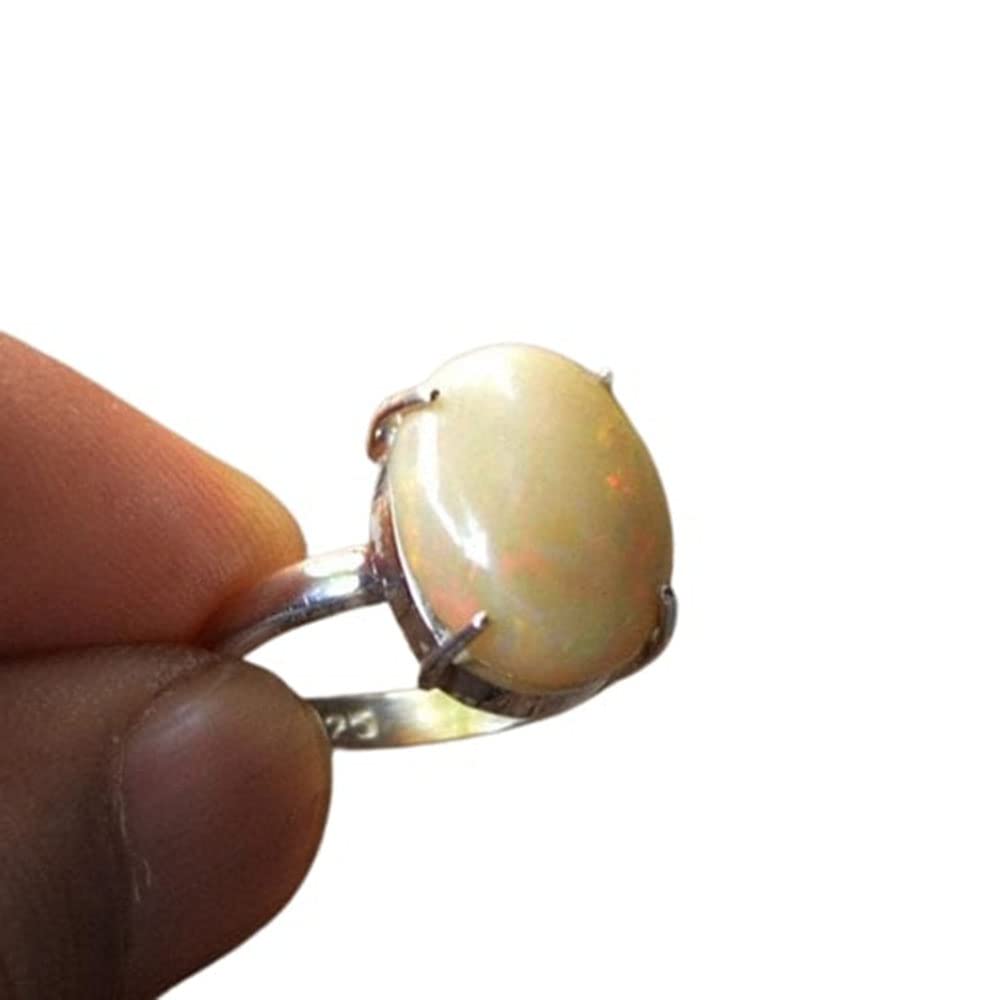 Moldavite & Ethiopian Opal Ring - 925 Sterling Silver Handmade Gemstone Ring - Natural Raw Crystal Jewelry