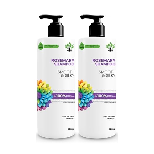 Image of GIR Rosemary Shampoo with Rose Hydrosol | For Smooth & Silky Hair, Sulfate Free |No Parabens, Sulphate, Dyes| Ideal For All Hair Types -Total 1000ML (500ML+500ML)
