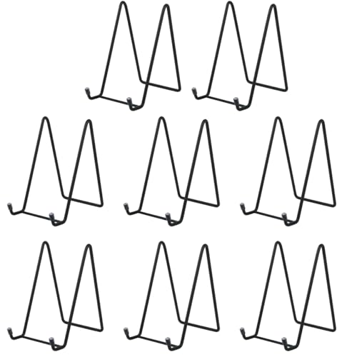 BATINO 8 Pack Plate Stands for Display 6 Inch Plate Holder Display Stand Metal Frame Holder Stand Black Iron Easel Plate Holder Display Stands for Picture Decorative Plate Book Photo Easel