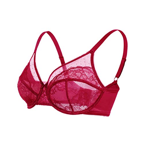 Hsia Minimizer Bra For Women, Lace Unlined Bras Underwire Unpadded Full Coverage Bra… Rose Red #TOP3