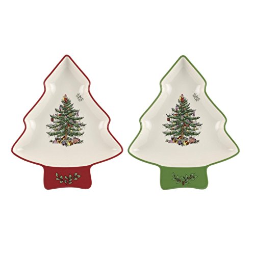 Spode Christmas Tree Shaped Dish, Set of 2