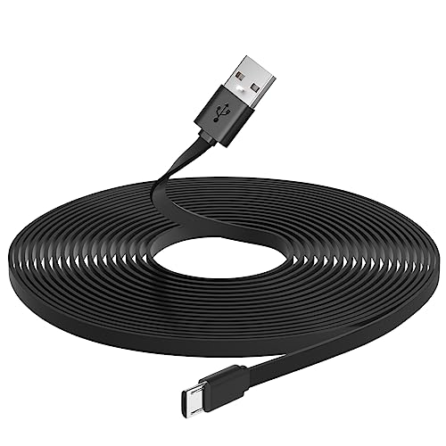 Power Extension Cable Compatible with Wyze Cam,WyzeCam Pan,OG,Kasa Cam,YI Dome Home,Nest-Cam Indoor,Furbo Dog,Blink,Netvue,Oculus Go,Arlo Pro Q,Amazon Cloud Camera,Flat Micro USB Charging Cord 10Ft