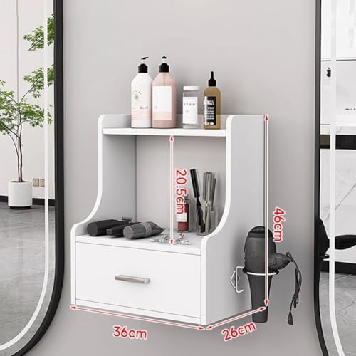 Table de coiffeur murale avec tiroir de rangement et support sèche-cheveux - 4