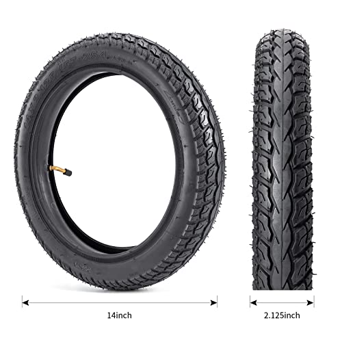 Image of Heavy-Duty 14 x 2.125 Tire and Tube Sets 57-254 Electric Scooter Tire Tube with Angled Valve Stem 14 Inch Tire for Replacement Electric Scooters and E-Bike Tires, 2 Sets