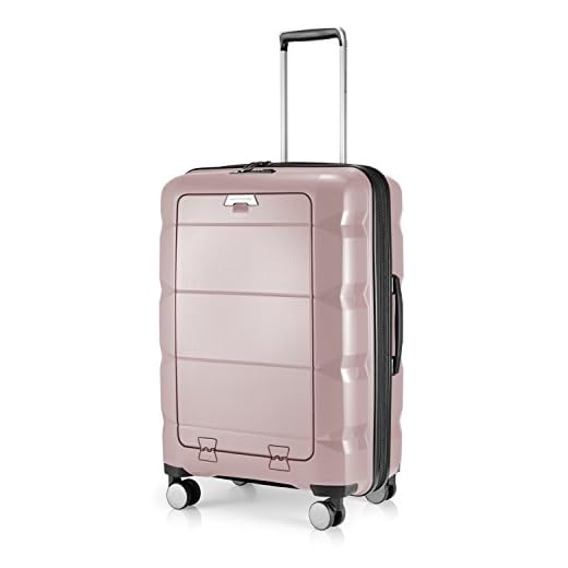 HAUPTSTADTKOFFER - Britz - Maleta de Mano con Compartimento para Ordenador portátil, Maleta rígida con Ruedas, TSA, 4 Ruedas, 55 cm, 34 litros, Color Rosa Envejecido.