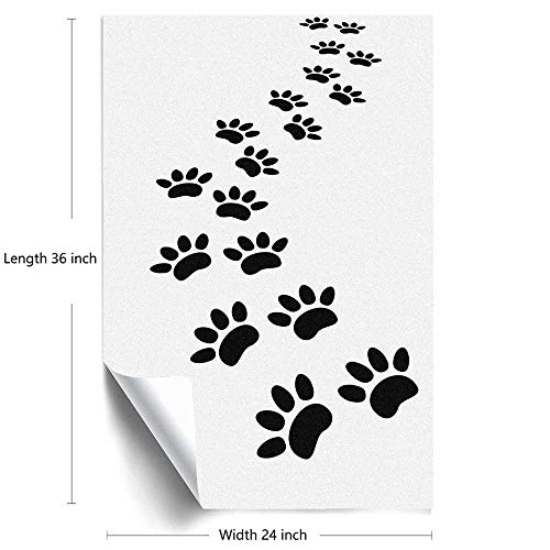 Animal Frosted Window Film Privacy Window Film,Monochrome Paw Print Illustration Kitten And Dog Pet Themed Abstract Silhouettes Office Art For Home Glass Door Kitchen,Black White 24" X 36" #TOP3