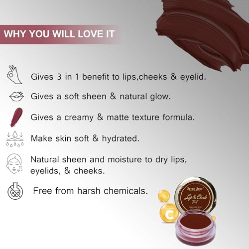 Image of Seven Seas Lips & Cheek Tint Combo Pack of 2 | Matte Natural Blush for Women | Lip Tint with Vitamin E | Nourishing Cheek Tint (Maroon)